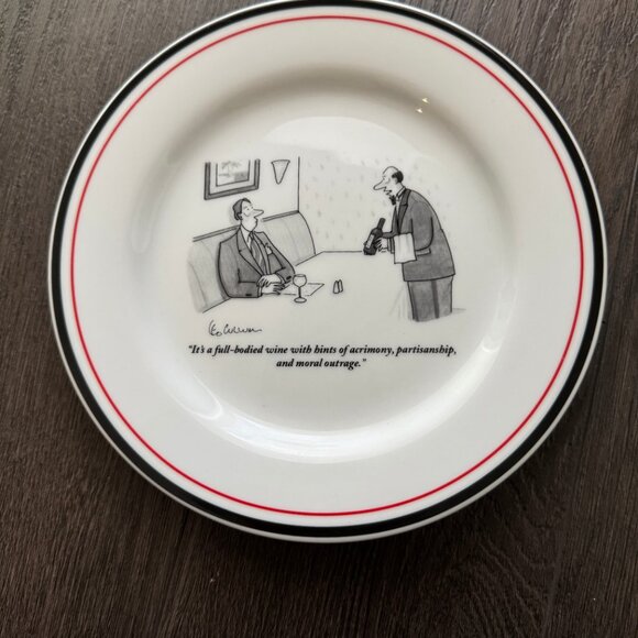 LOT OF 6 THE NEW YORKER CARTOON COMIC WINE THEME PLATES RESTORATION HARDWARE - Picture 7 of 16